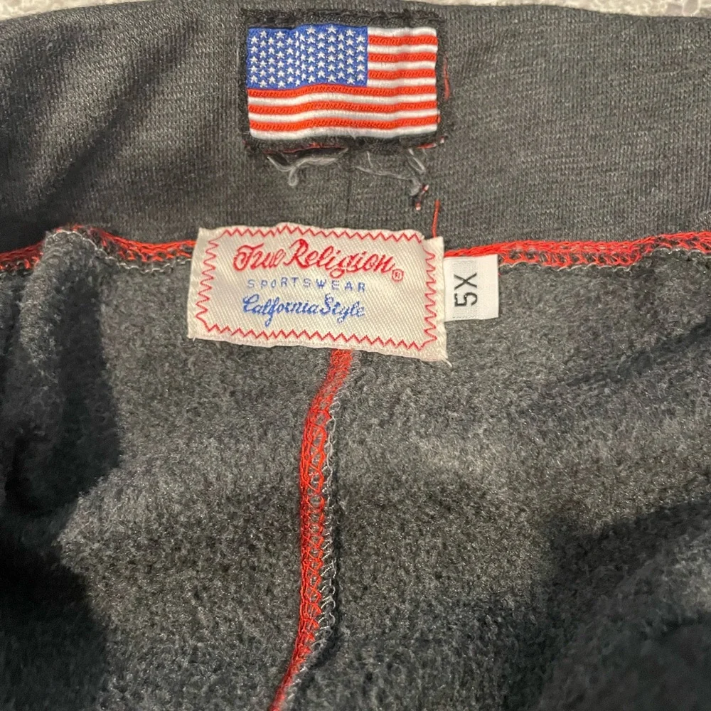 Vintage True Religion gray Contrast Red Stitching embroidered logo Joggers